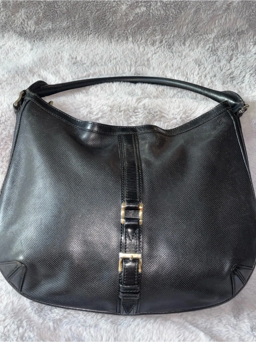 Burberry Black Leather Hobo Shoulder Bag